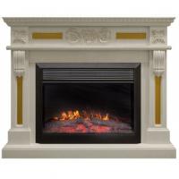 Электрокамин Corsica Lux 26 WT с очагом от RealFlame MoonBlaze Deluxe, белый дуб с патиной 