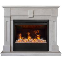 Электрокамин Kellie 26 WT с очагом от RealFlame 3D Helios 26 SBG, белый камень