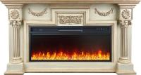 Электрокамин London с очагом Vision 42 LED Royal Flame, слоновая кость с патиной
