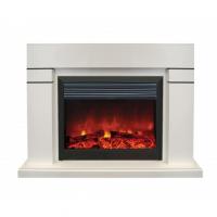Электрокамин Lindelse 26 WT с очагом от RealFlame MoonBlaze Deluxe, белый