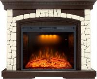 Электрокамин Glasgow с очагом Emerald 28 Royal Flame, камень белый и темный дуб