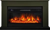 Электрокамин Bergen с очагом Vision 42 LOG LED от Royal Flame, темная олива