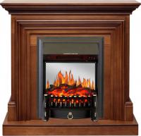 Электрокамин Bradford очагом Fobos FX M Black Gold Flame, темный дуб