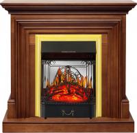 Электрокамин Bradford очагом Majestic FX M Brass Royal Flame, темный дуб