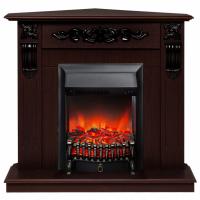 Электрокамин Dominica Corner DN с очагом от RealFlame Fobos S Lux /Majestic S Lux, темный орех