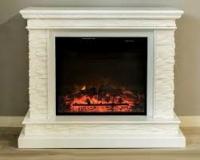 Электрокамин Calgary с очагом Jupiter FX New Royal Flame, сланец бежевый и белый шпон