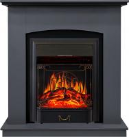 Электрокамин Barcelona очагом Majestic FX Black Royal Flame, серый графит