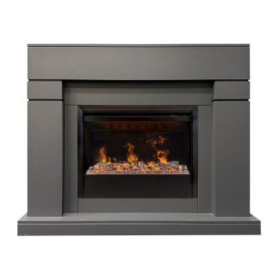 Электрокамин Lindelse 26 GR с очагом от RealFlame Helios 26 3D, серый