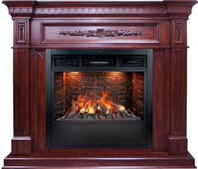 Каминокомплект Luxemburg с очаг Design B800RF 3D Royal Flame, темная вишня
