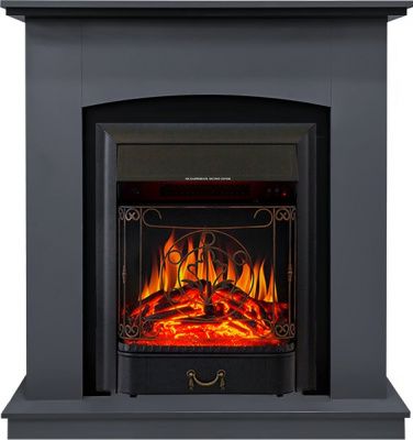 Электрокамин Barcelona очагом Majestic FX Black Royal Flame, серый графит