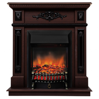 Электрокамин Lilian DN с очагом от RealFlame Fobos Lux Black RC, орех