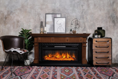 Электрокамин Carlyle с очагом Vision 42 LOG LED Royal Flame, орех