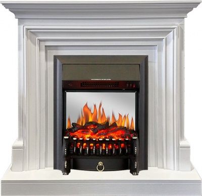Электрокамин Bradford очагом Fobos FX M Black Royal Flame, белый
