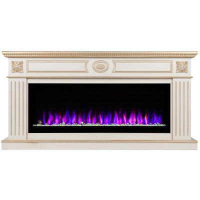 Электрокамин Siena с очагом от RealFlame Saphir 50, белый дуб с патиной