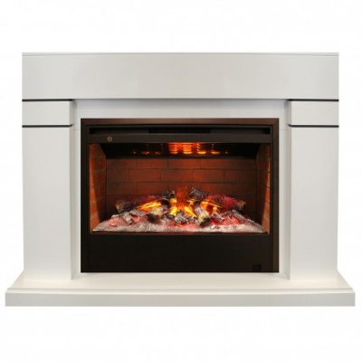 Электрокамин Lindelse 26 WT с очагом от RealFlame Helios 26 3D, белый