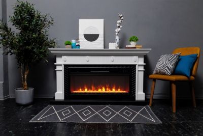 Электрокамин Carlyle с очагом Vision 42 LOG LED Royal Flame, белый